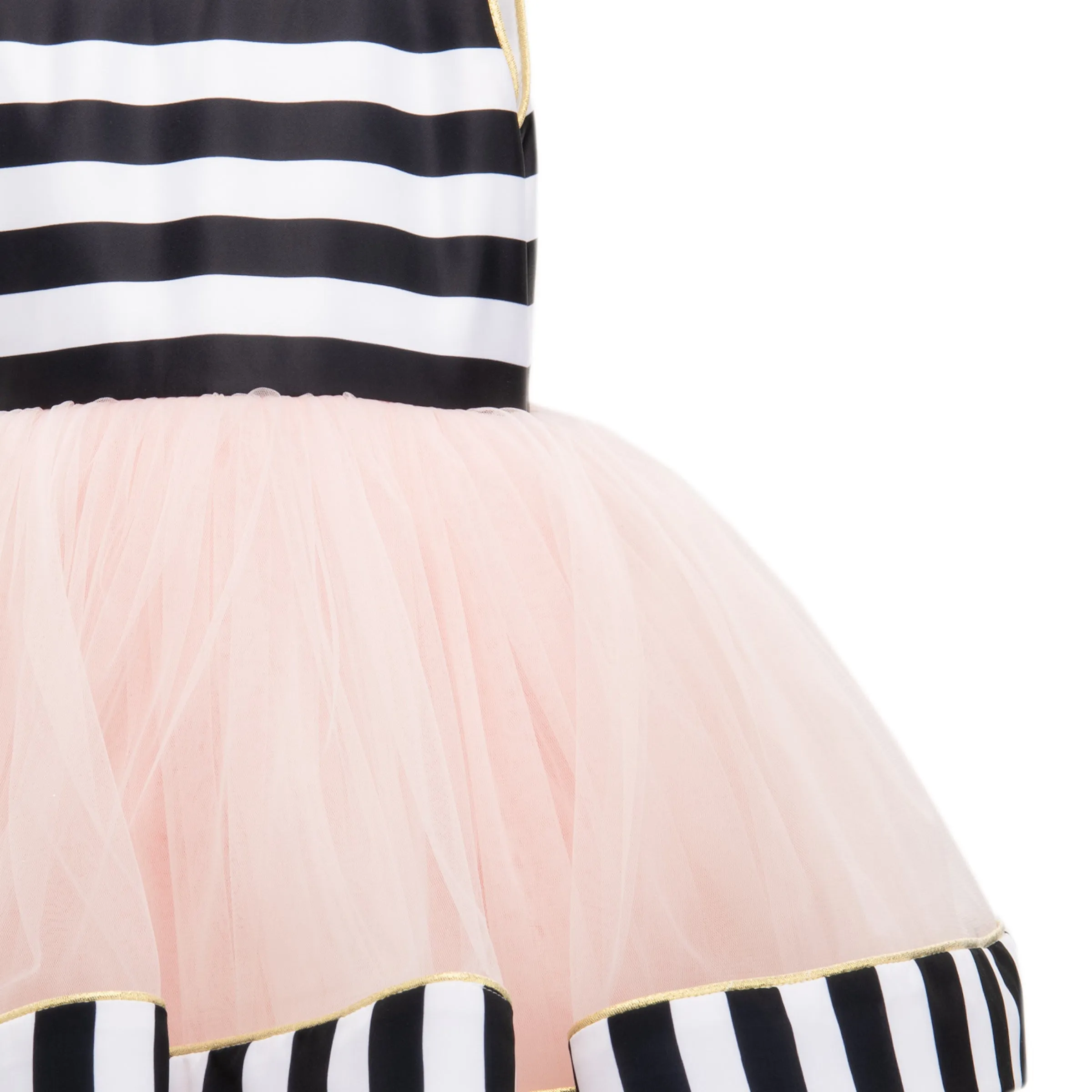 Black & White Striped Sleeveless Tulle Dress