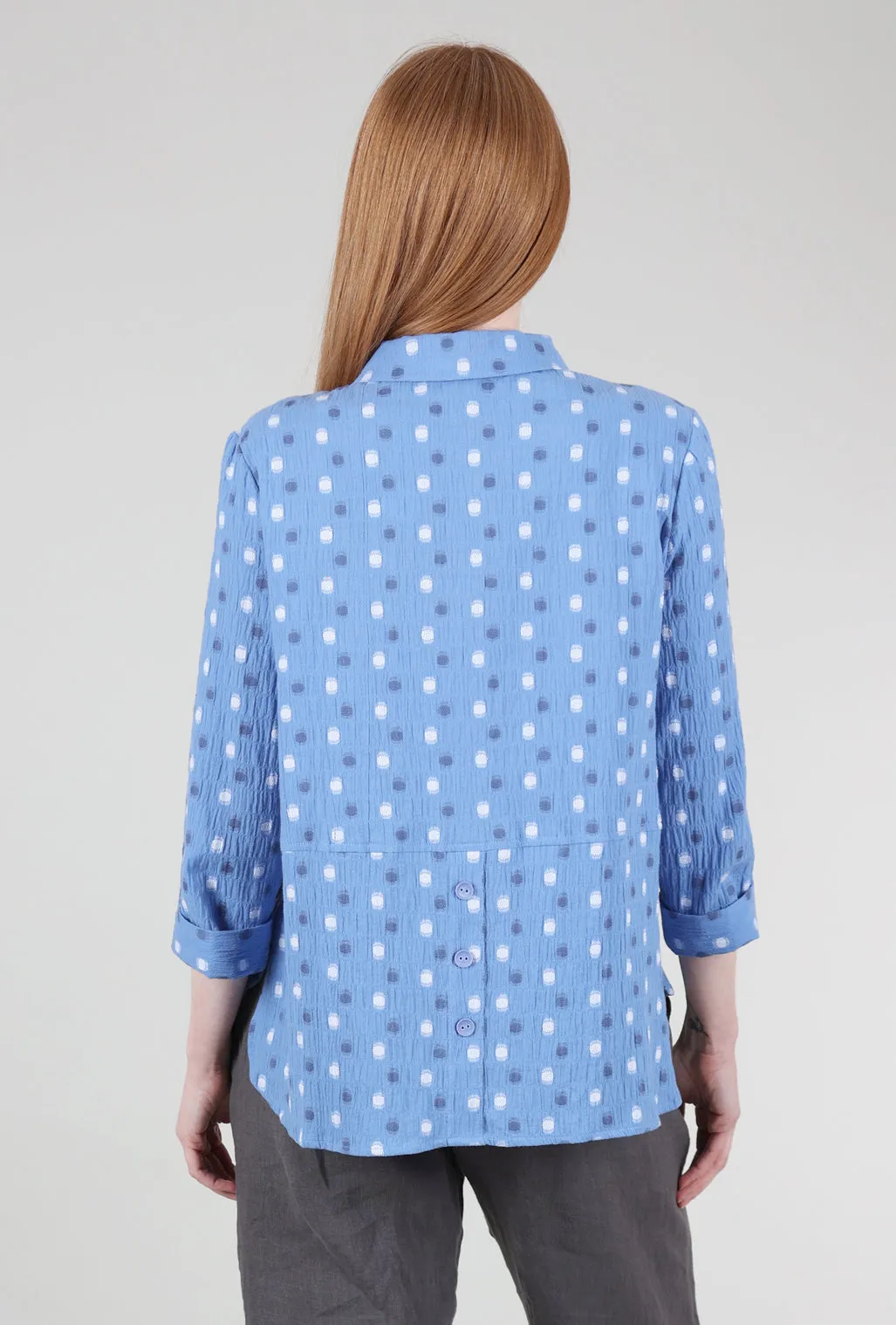 Boxy Peruvian Dot Shirt, Cornflower