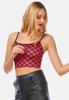 Checkerboard Spaghetti Crop Top