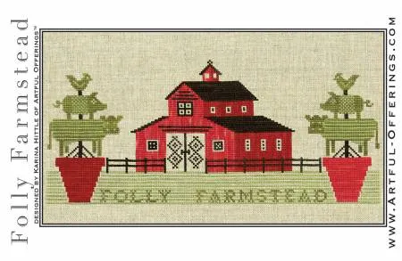 Cross-Stitch Sampler Pattern FOLLY FARMSTEAD # XS20175 by Artful Offerings