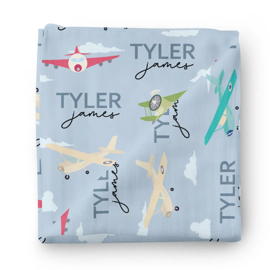 Fly Away With Me Personalized Baby Name Swaddle Blanket