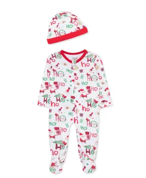 Ho Ho Ho 2-Way-Zip Footie & Hat (NB-9M)