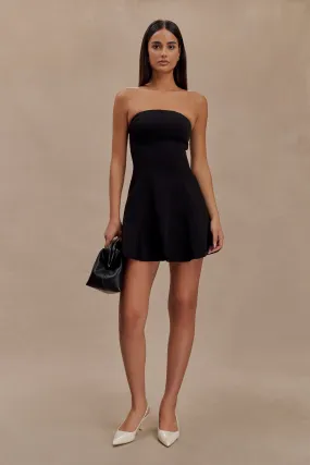 Indiana Strapless Suiting Mini Dress - Black