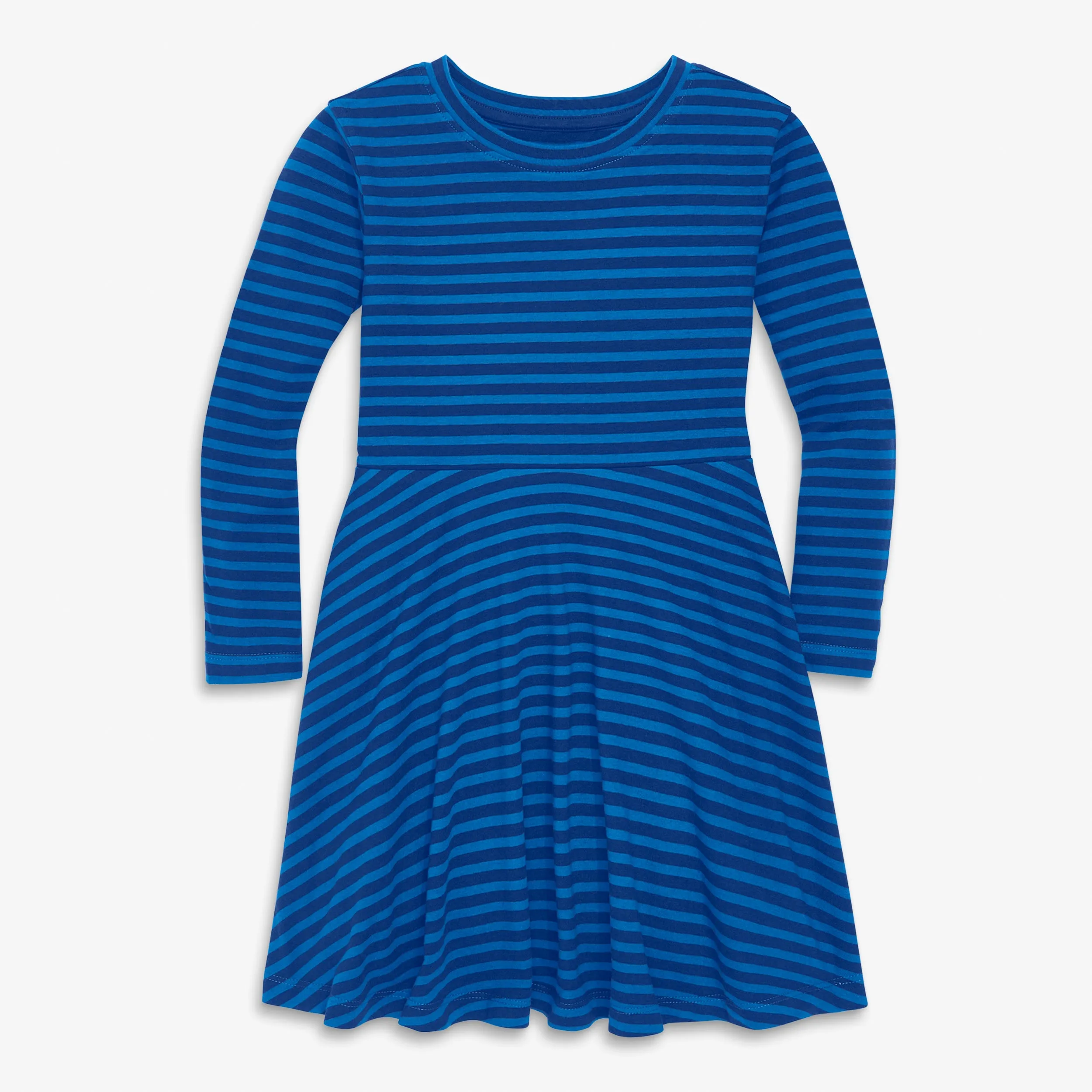 Long sleeve twirly dress in mini stripe