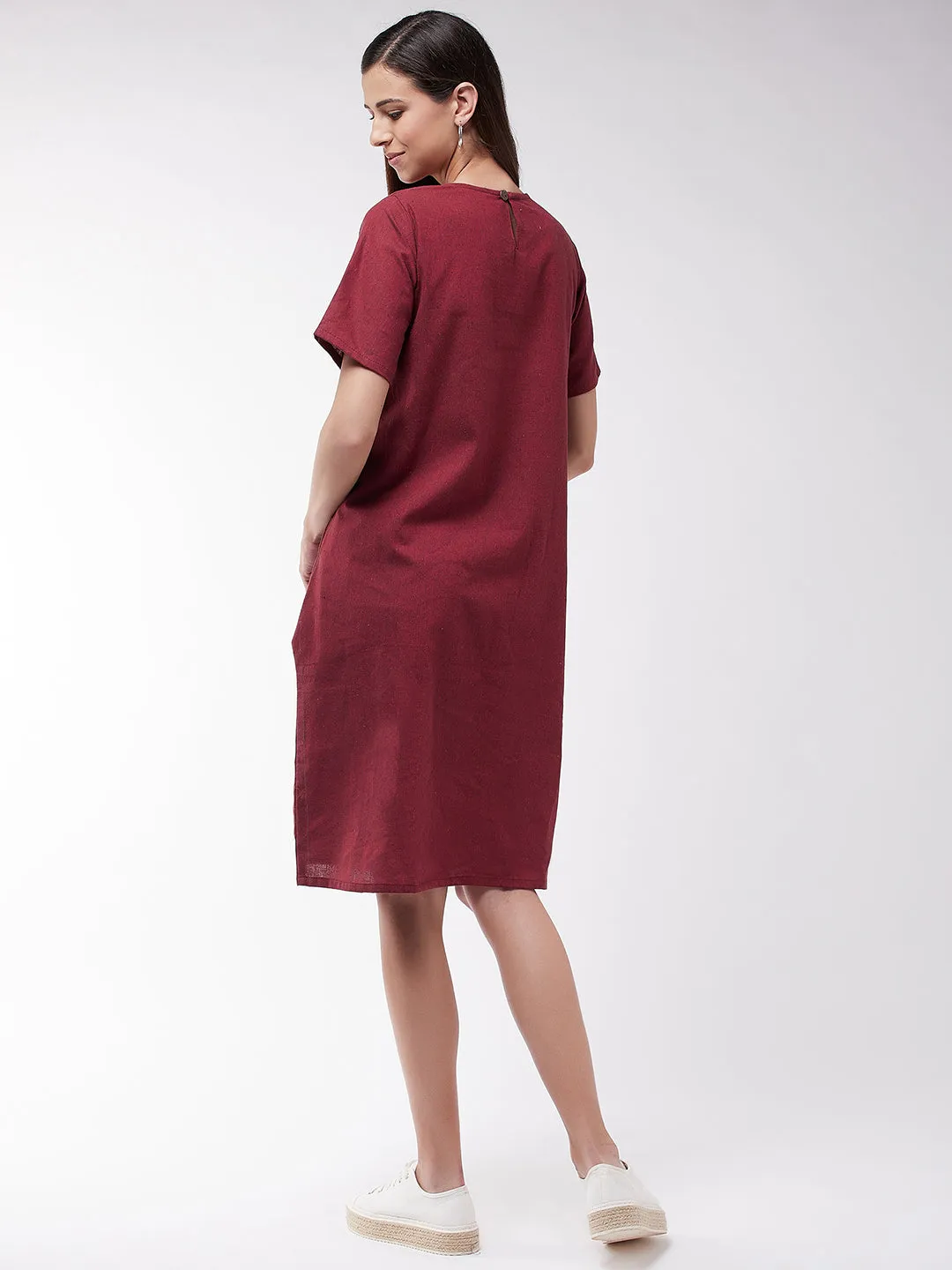 Maroon Chambry Dress