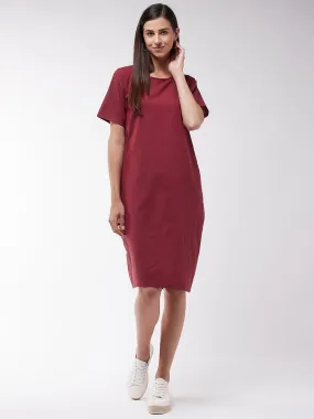 Maroon Chambry Dress