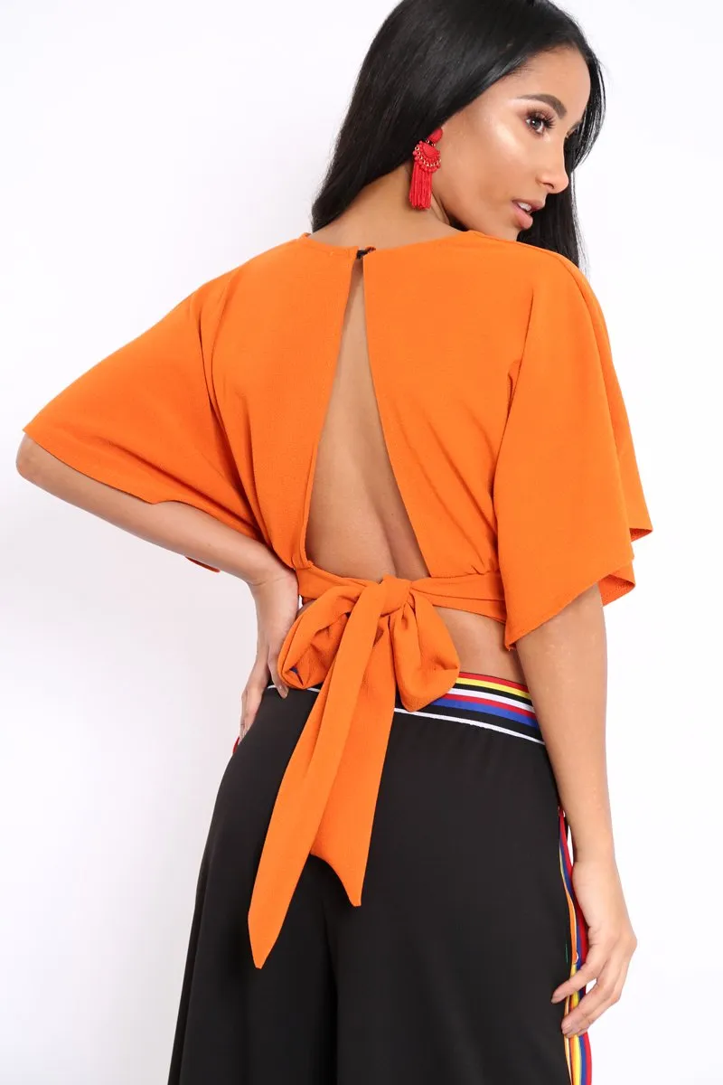 Orange Plunge Crop Top - Suzanne