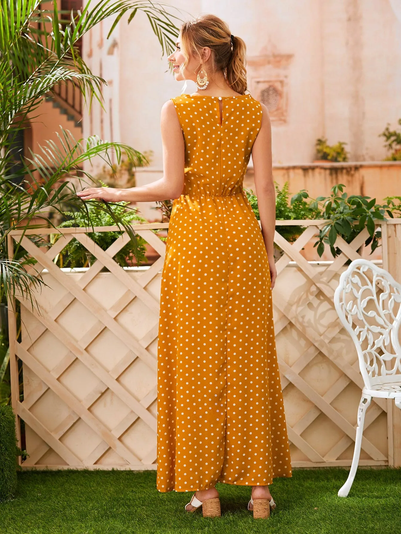 Polka Dot Maxi A-line Dress