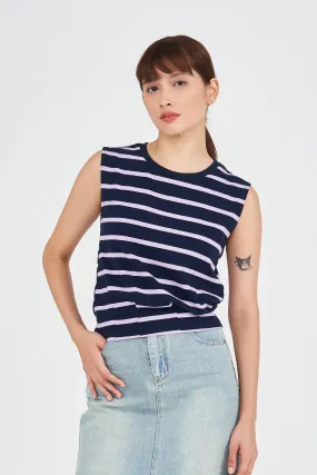 [Restocked] Riviera Striped Tank in Calm Purple