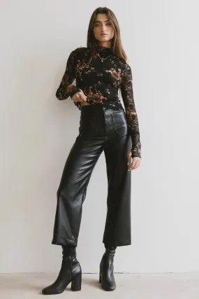 Sadie Wide Leg Pants in Black Leather