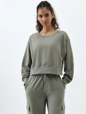 Studiofit Dark Sage Cotton Sweatshirt