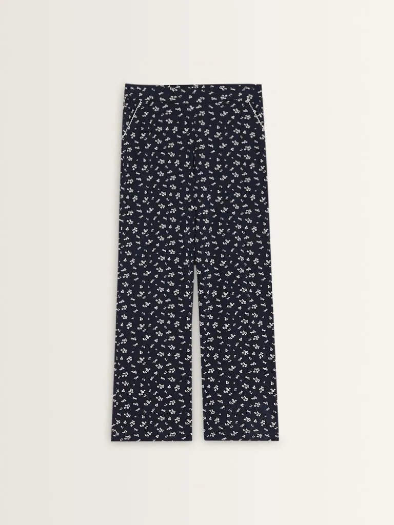 Superstar Navy Printed High-Rise Cotton Blend Pyjamas