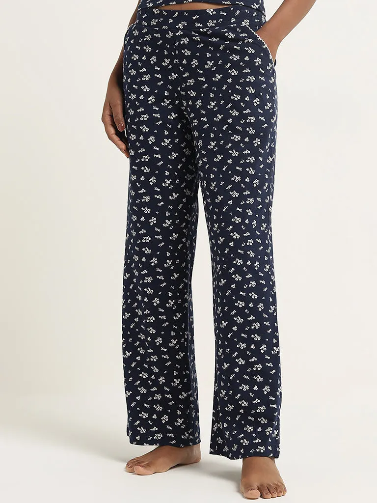 Superstar Navy Printed High-Rise Cotton Blend Pyjamas