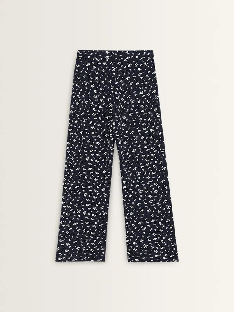 Superstar Navy Printed High-Rise Cotton Blend Pyjamas