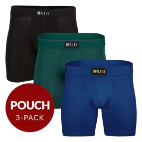 Sweat Proof Men's Boxer Briefs with Pouch - Mix 3-Pack (1x Black, Green, Navy)