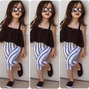 Toddler Kids Baby Girls Tops & Stripes-Pants Set (1-6T)