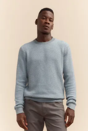 Two Tone Textured Crew Neck Sweater